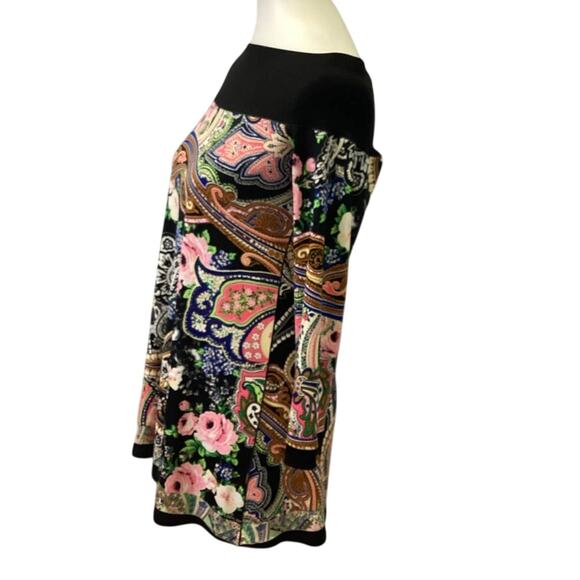 Evo Vorri Womens Medium Long Sleeve Off Shoulder Floral Paisley Short Mod Dress - Picture 3 of 5